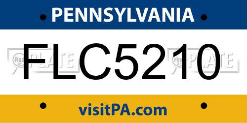 FLC5210 Pennsylvania License Plate