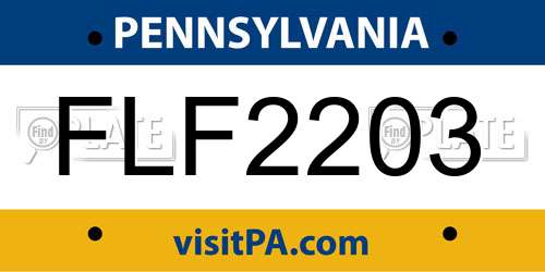 FLF2203 Pennsylvania License Plate