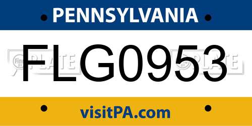 FLG0953 Pennsylvania License Plate