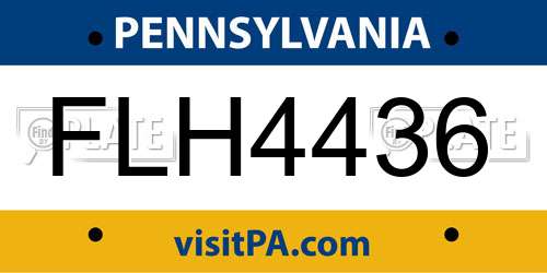 FLH4436 Pennsylvania License Plate