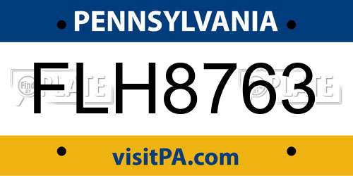 FLH8763 Pennsylvania License Plate