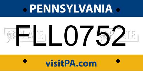 FLL0752 Pennsylvania License Plate