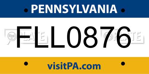 FLL0876 Pennsylvania License Plate