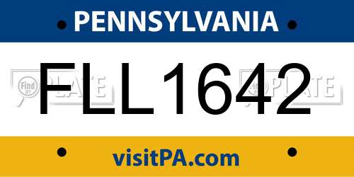 FLL1642 Pennsylvania License Plate