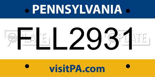 FLL2931 Pennsylvania License Plate
