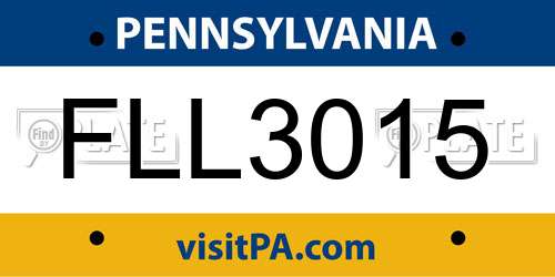 FLL3015 Pennsylvania License Plate