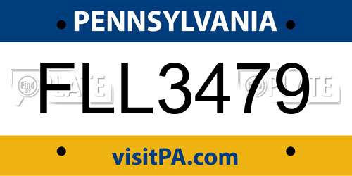 FLL3479 Pennsylvania License Plate