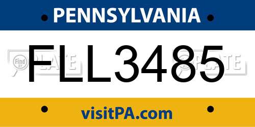 FLL3485 Pennsylvania License Plate