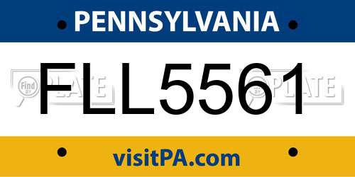 FLL5561 Pennsylvania License Plate