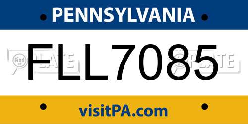 FLL7085 Pennsylvania License Plate