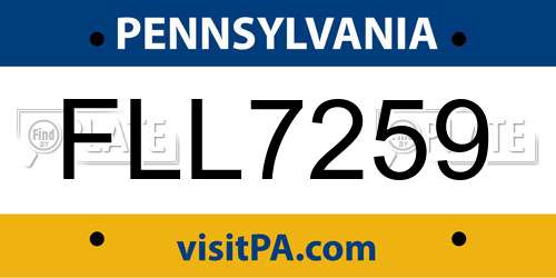 FLL7259 Pennsylvania License Plate