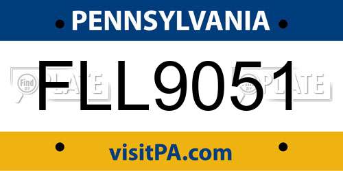 FLL9051 Pennsylvania License Plate