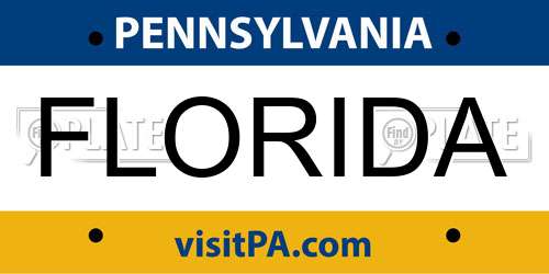 FLORIDA Pennsylvania License Plate