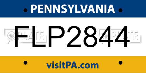 FLP2844 Pennsylvania License Plate