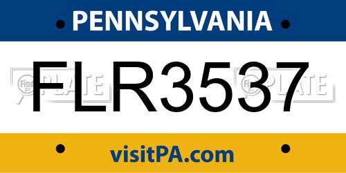 FLR3537 Pennsylvania License Plate