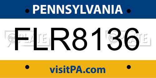 FLR8136 Pennsylvania License Plate