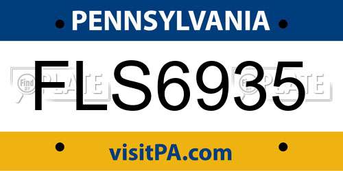 FLS6935 Pennsylvania License Plate
