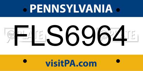FLS6964 Pennsylvania License Plate