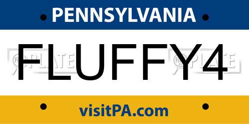 FLUFFY4 Pennsylvania License Plate