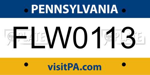 FLW0113 Pennsylvania License Plate