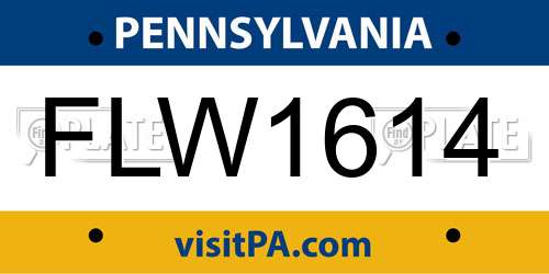 FLW1614 Pennsylvania License Plate