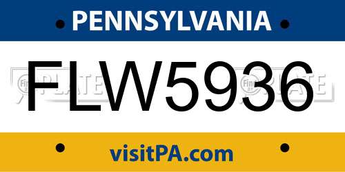FLW5936 Pennsylvania License Plate