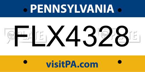 FLX4328 Pennsylvania License Plate