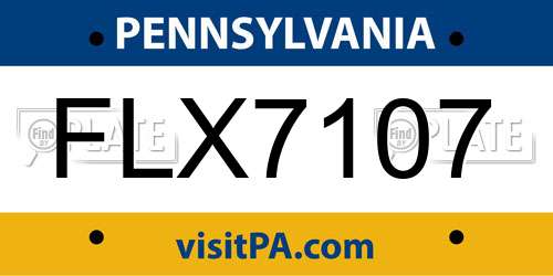 FLX7107 Pennsylvania License Plate