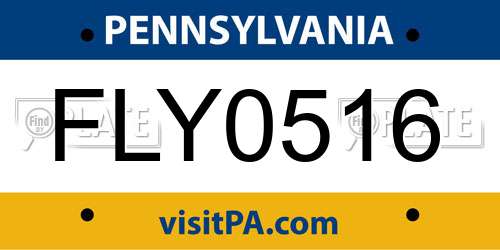 FLY0516 Pennsylvania License Plate