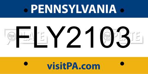 FLY2103 Pennsylvania License Plate