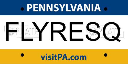 FLYRESQ Pennsylvania License Plate