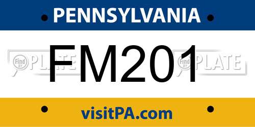 FM201 Pennsylvania License Plate