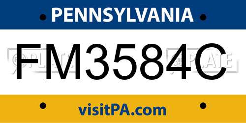 FM3584C Pennsylvania License Plate