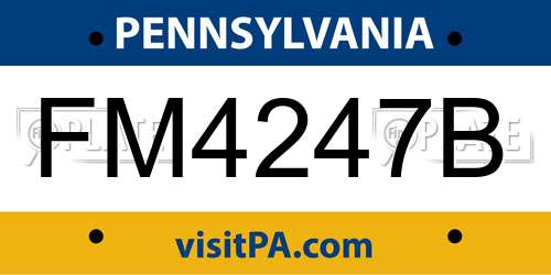 FM4247B Pennsylvania License Plate