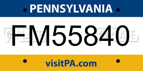 FM55840 Pennsylvania License Plate
