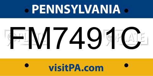 FM7491C Pennsylvania License Plate