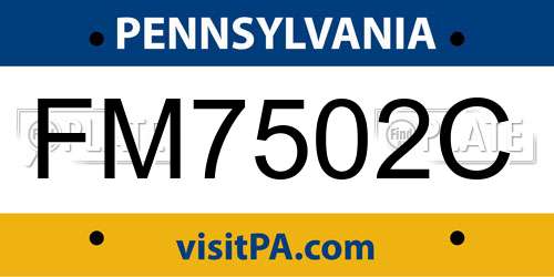 FM7502C Pennsylvania License Plate