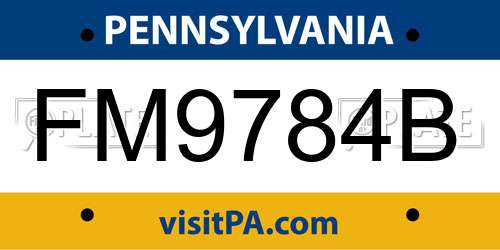 FM9784B Pennsylvania License Plate
