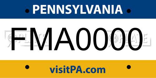 FMA0000 Pennsylvania License Plate