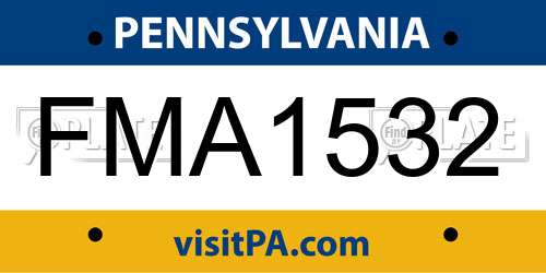 FMA1532 Pennsylvania License Plate