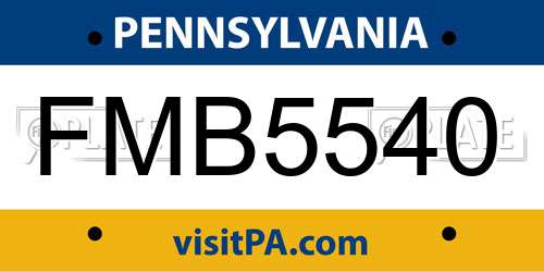 FMB5540 Pennsylvania License Plate