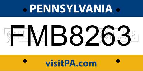 FMB8263 Pennsylvania License Plate