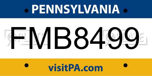 FMB8499 Pennsylvania License Plate