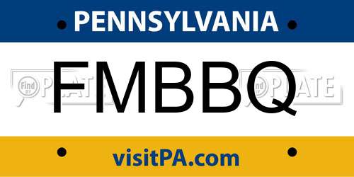 FMBBQ Pennsylvania License Plate
