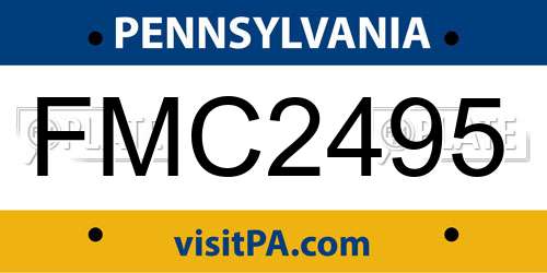 FMC2495 Pennsylvania License Plate