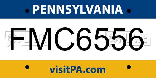 FMC6556 Pennsylvania License Plate