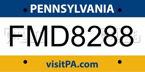 FMD8288 Pennsylvania License Plate