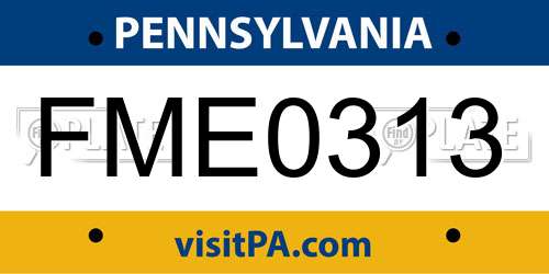 FME0313 Pennsylvania License Plate