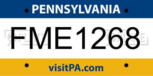 FME1268 Pennsylvania License Plate