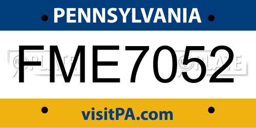 FME7052 Pennsylvania License Plate